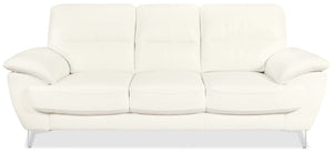 Protter Leather-Look Fabric Sofa - Snow