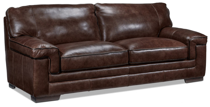 Colton Genuine Leather Sofa - Coffee