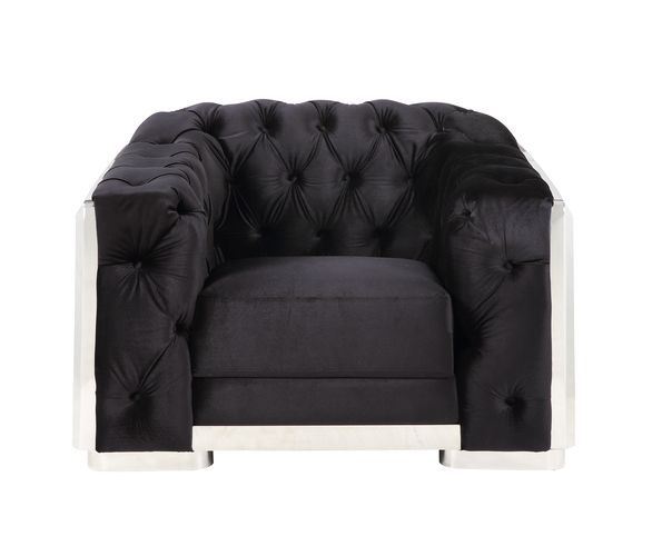 Katla Velvet Arm Chair - Black