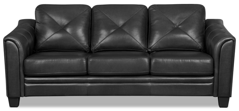 Henrick Leather-Look Fabric Sofa - Black