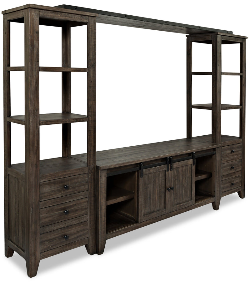 Ahna Barn-Door 4-Piece Entertainment Centre with 60" TV Opening - Brown