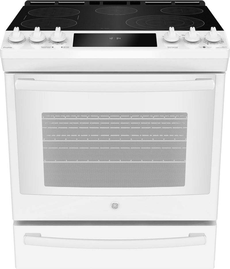 GE Profile 6.3 Cu. Ft. Slide-In 5-Element Smooth-Top Electric Range - PCS940DMWW