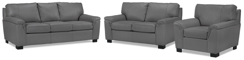 Campbell Sofa, Loveseat and Chair Set - Grey