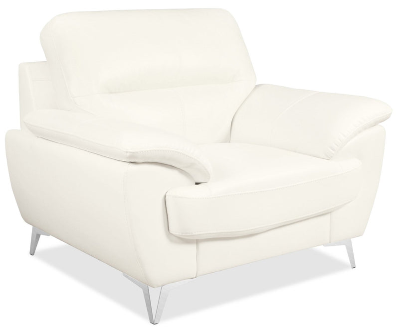 Protter Leather-Look Fabric Chair - Snow