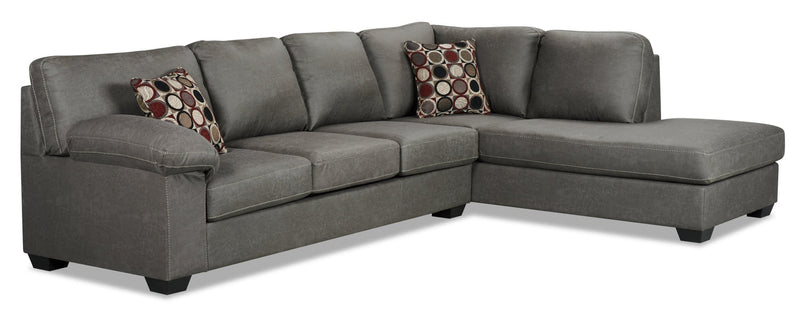 Farrow 2-Piece Leather-Look Fabric Right-Facing Sofa Bed Sectional - Grey