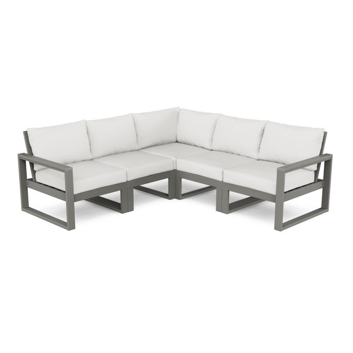 POLYWOOD® EDGE 5 Pc Modular Deep Seating Set - Slate Grey/Natural Linen