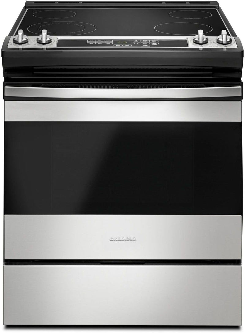 Amana Black-on-Stainless Steel Slide-In Electric Range (4.8 Cu. Ft.) - YAES6603SFS