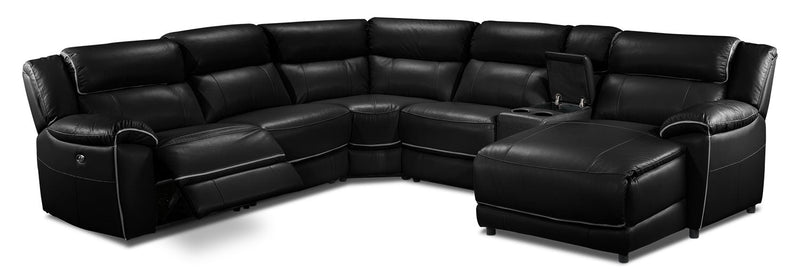 Southminster 6-Piece Leather Sectional with Right-Facing Chaise - Black