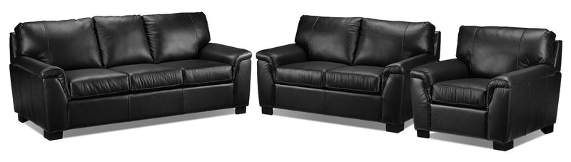 Campbell Sofa, Loveseat and Chair Set - Black