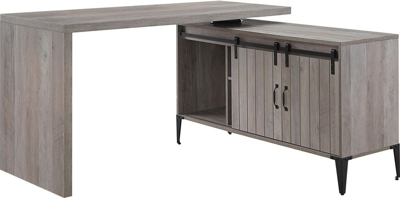 Jacquier Swivel Office Desk with Cabinet - Grey Oak