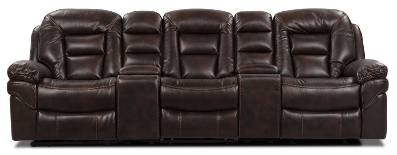 Quin 5-Piece Reclining Home Theatre Sectional - Walnut