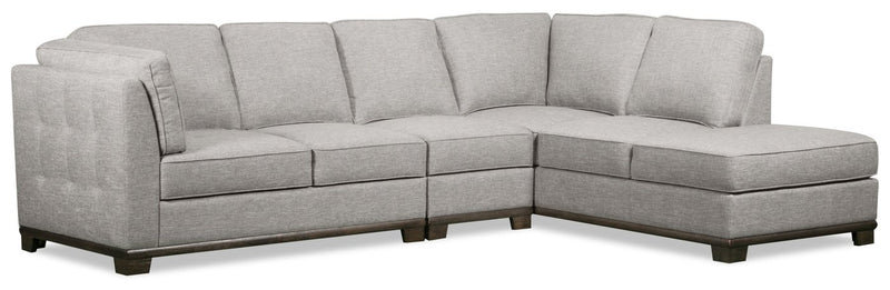 Oxford 3-Piece Linen-Look Fabric Right-Facing Sectional - Light Grey