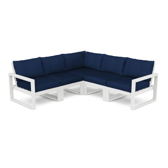 POLYWOOD® EDGE 5 Pc Modular Deep Seating Set - White/Marine Indigo