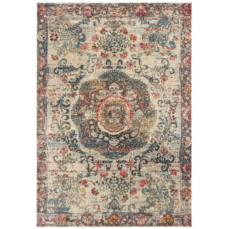 Paxton W047H7L Antiqued Scalloped Medallion Area Rug (5'3"X7'6")