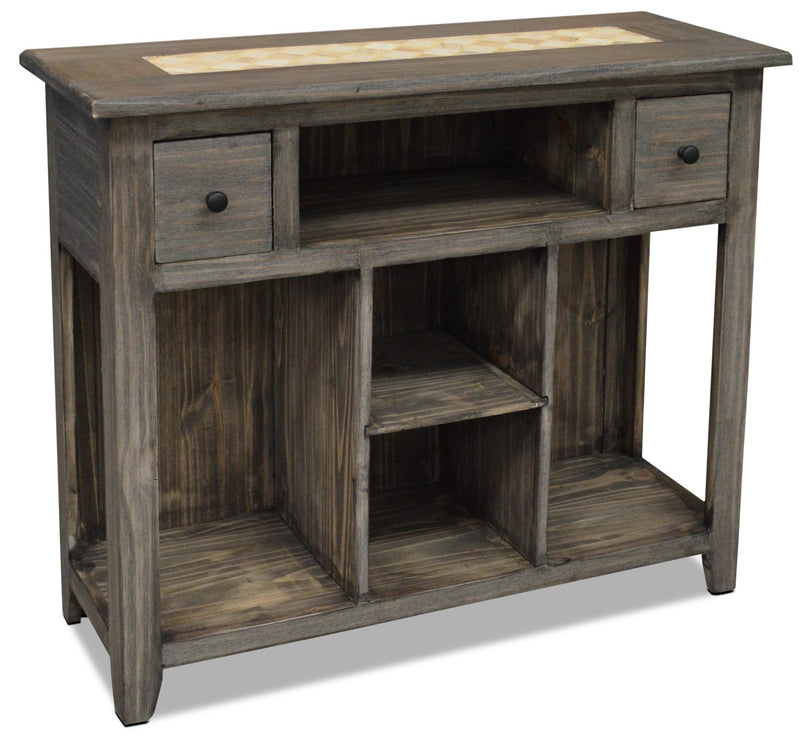 Reidville Solid Pine Sofa Table with Marble Inset - Grey