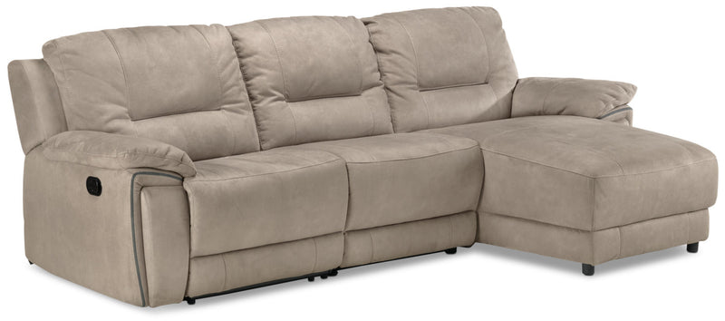 Halcyon Reclining Sofa with Right-Facing Chaise - Light Grey