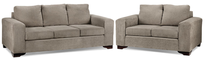 Knox Sofa and Loveseat Set - Pewter