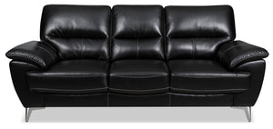 Protter Leather-Look Fabric Sofa - Black
