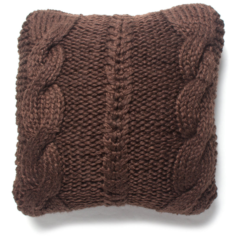Mosscher Cable Knit Decorative Cushion - 20 X 20 - Chocolate