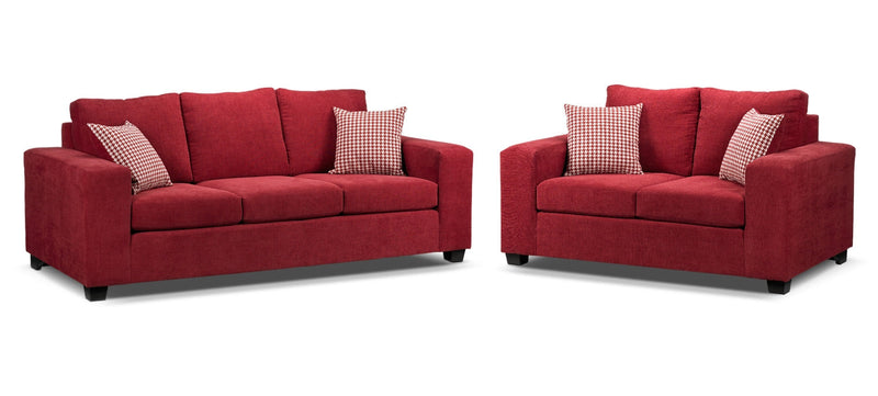 Knox Sofa and Loveseat Set - Red