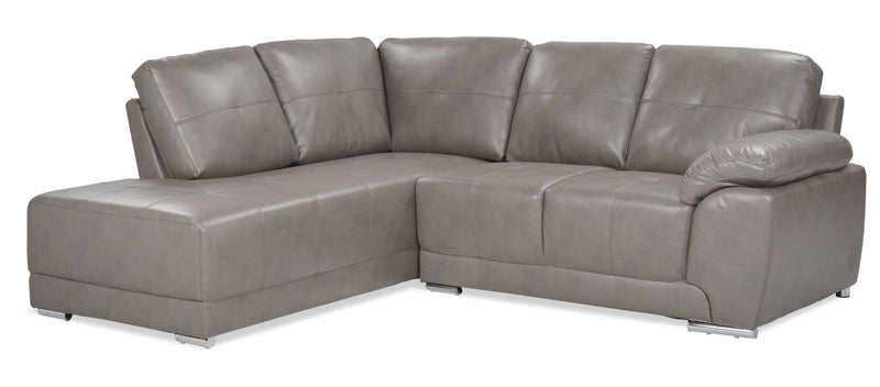 Ramsey 2-Piece Leather-Look Fabric Left-Facing Sectional - Grey