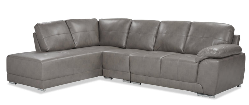 Ramsey 3-Piece Leather-Look Fabric Left-Facing Sectional - Grey
