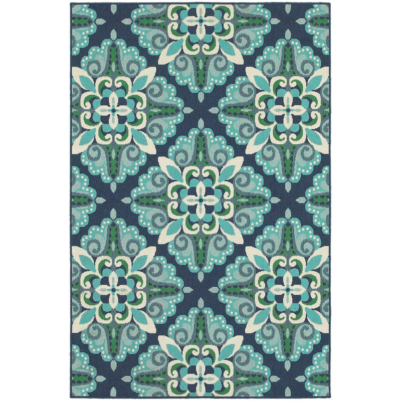 Sarasota W2206BL Medallion Indoor/Outdoor Area Rug (5'3"X7'6")