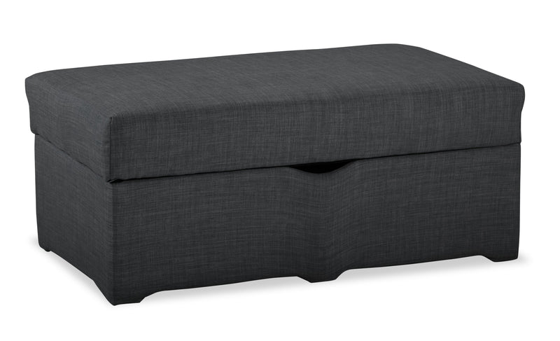 Ballenas Linen-Look Fabric Ottoman - Charcoal Grey