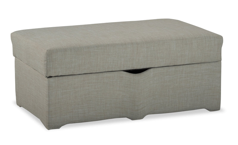 Ballenas Linen-Look Fabric Ottoman - Light Grey