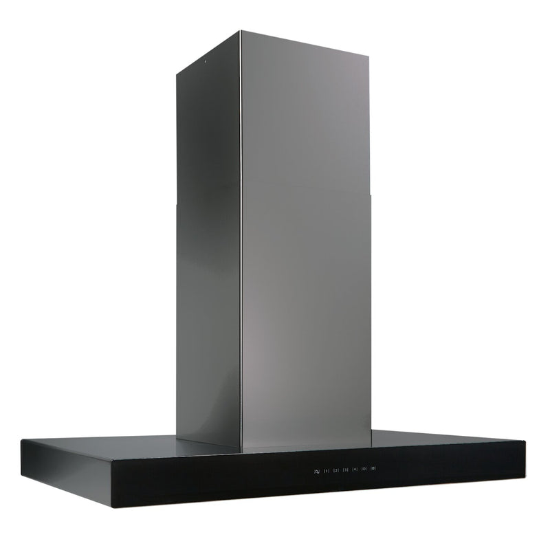 Venmar Ispira 30" Chimney Range Hood - WCB3I30BLSB - Range Hood in Black Stainless Steel with Black Glass