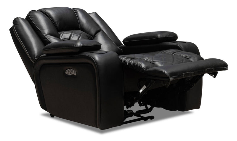 Rye Faux Leather Power Recliner with Power Headrest - Black