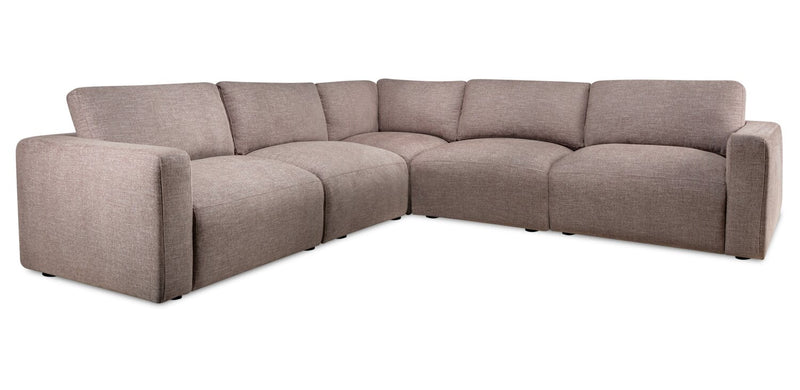 Bassett Chenille 5-Piece Modular Sectional - Coffee