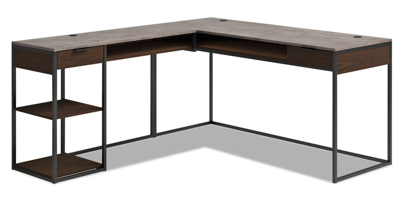Liano L-Shaped Desk - Umber Wood