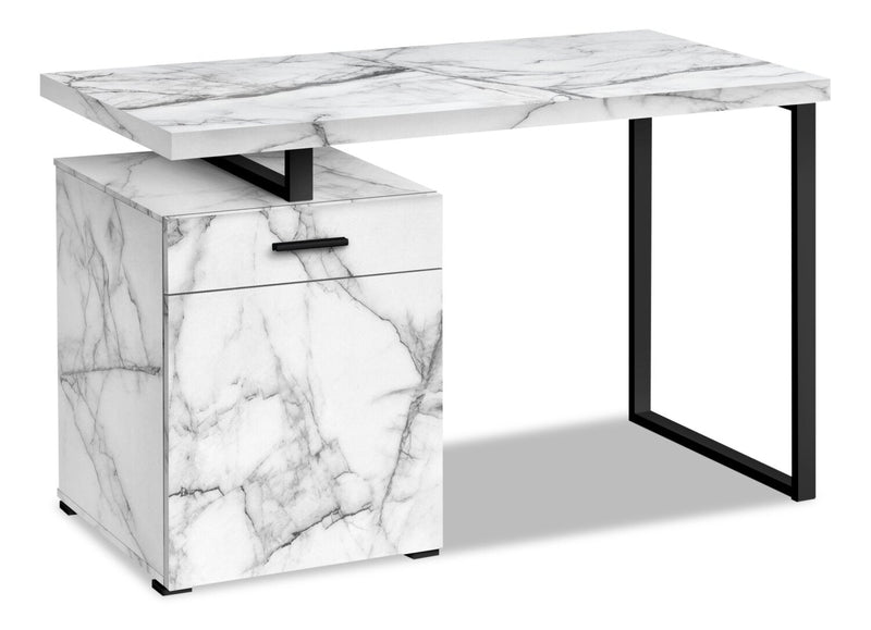 Farrier Reversible Desk - White Marble-Look
