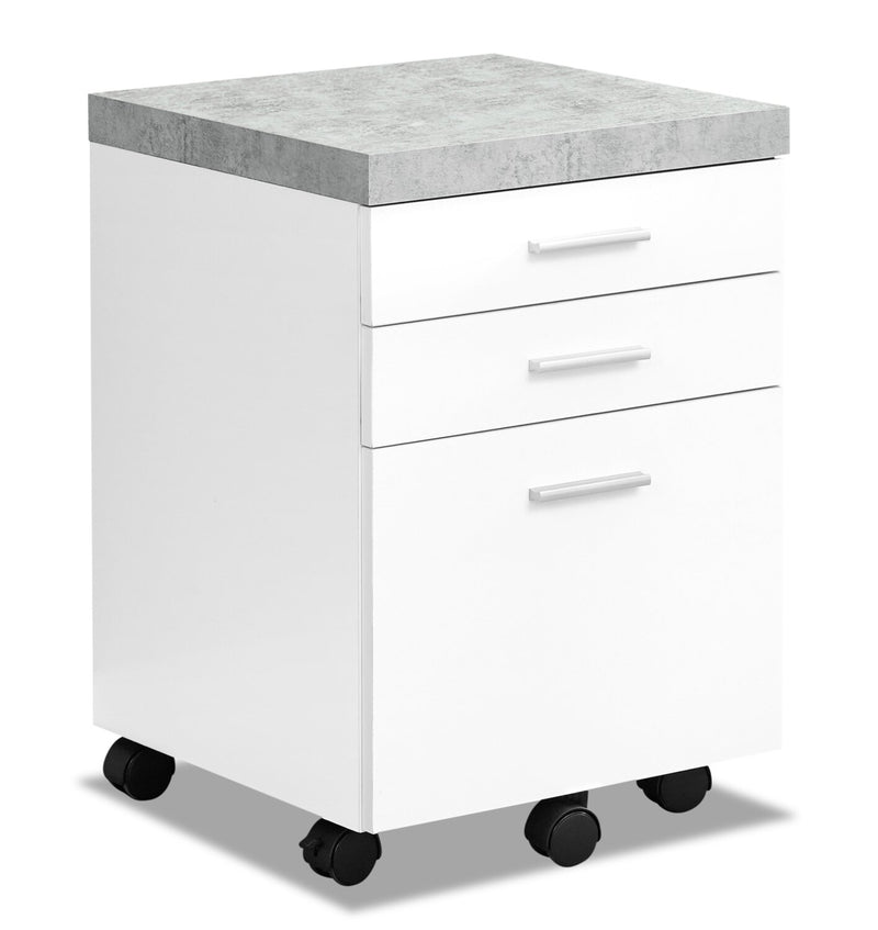 Walcourt Filing Cabinet - White with Cement-Look Top