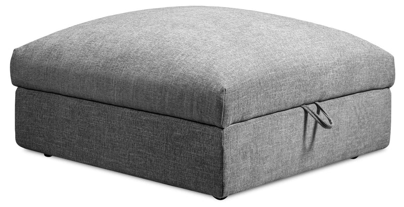 Bassett Chenille Ottoman - Charcoal