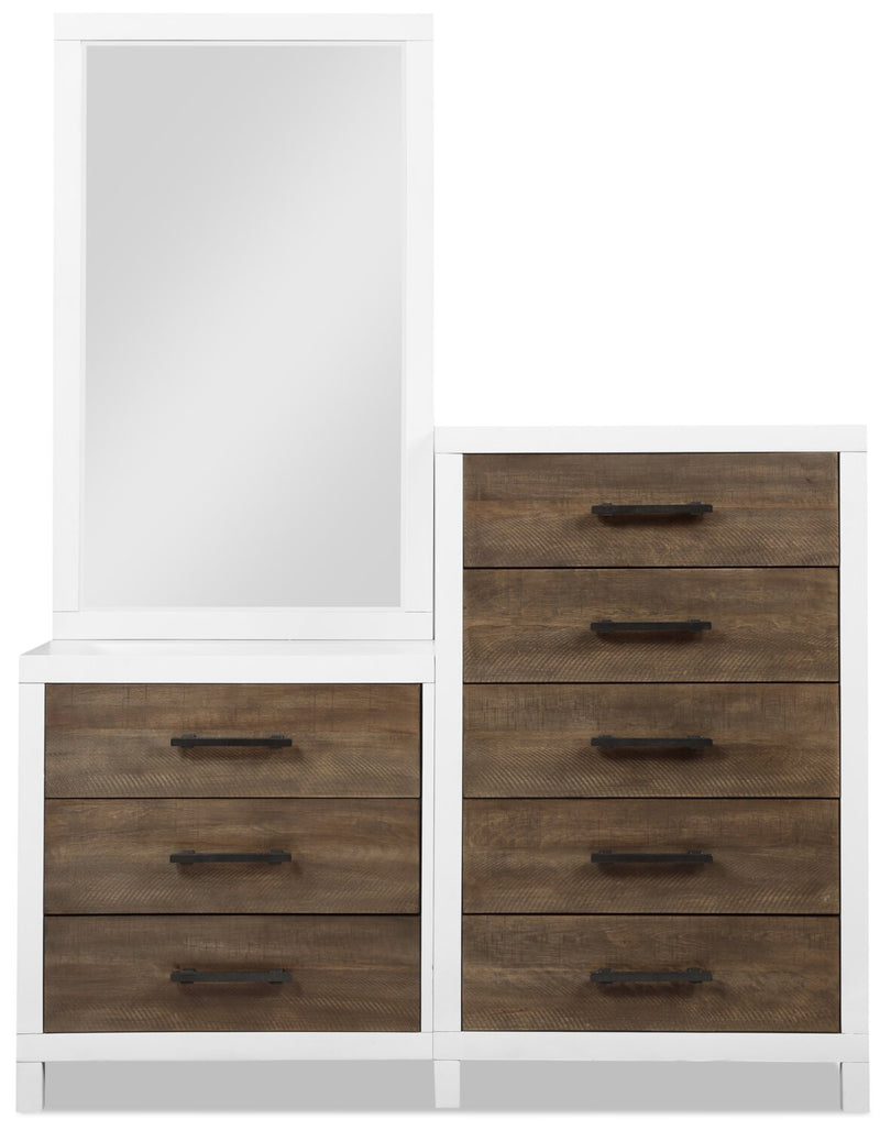 Reese Chest with Standing Mirror - White and Brown