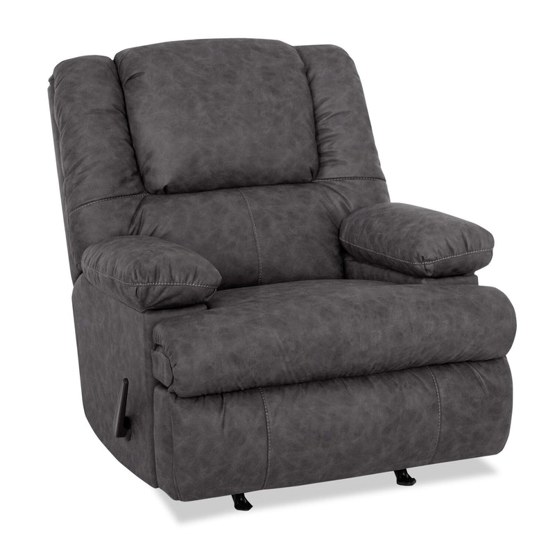 Mackenzie Leather-Look Fabric Rocker Recliner - Slate