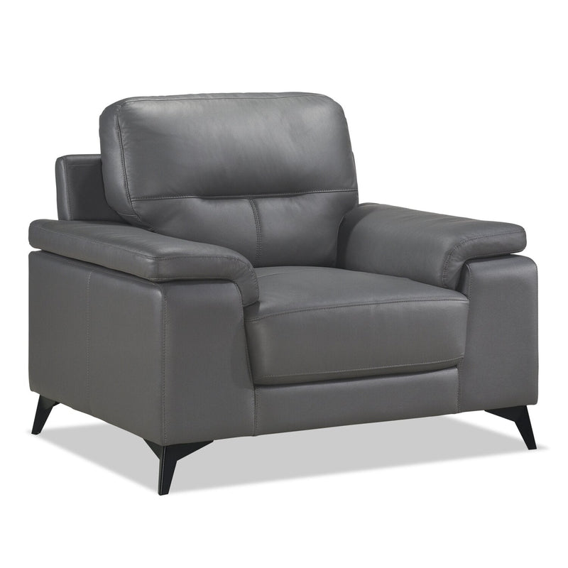Aylin Genuine Leather Chair - Grey