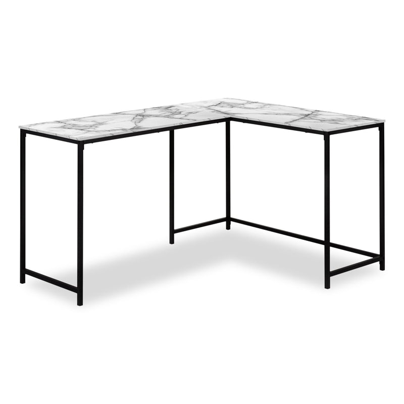Satanta L-Shaped Corner Desk - White Marble-Look