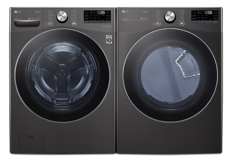 LG 5.2 Cu. Ft. AI Front-Load Washer and 7.4 Cu. Ft. Gas Dryer - Black