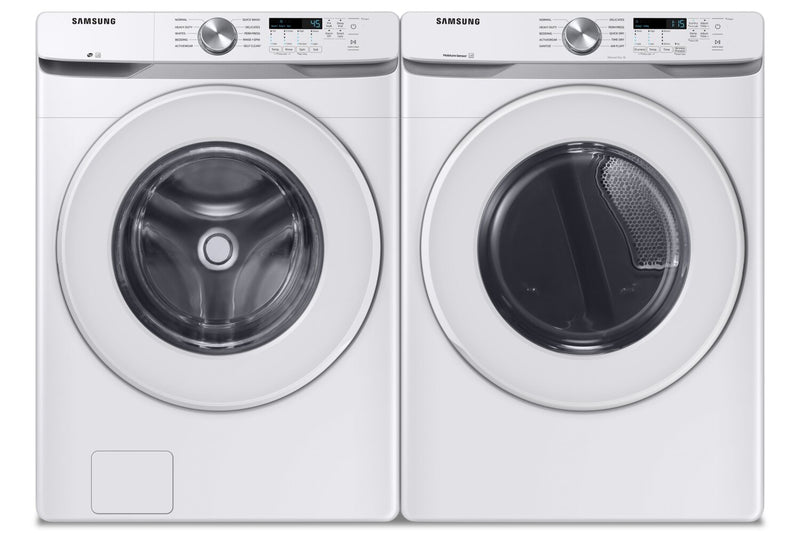 Samsung 5.2 Cu. Ft. Front-Load Washer and 7.5 Cu. Ft. Electric Dryer - White - Laundry Set in White