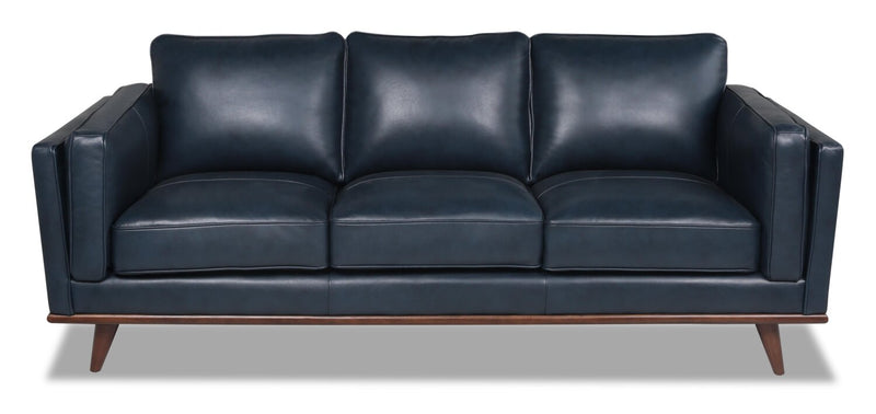 Marlott Top-Grain Genuine Leather Sofa - Navy