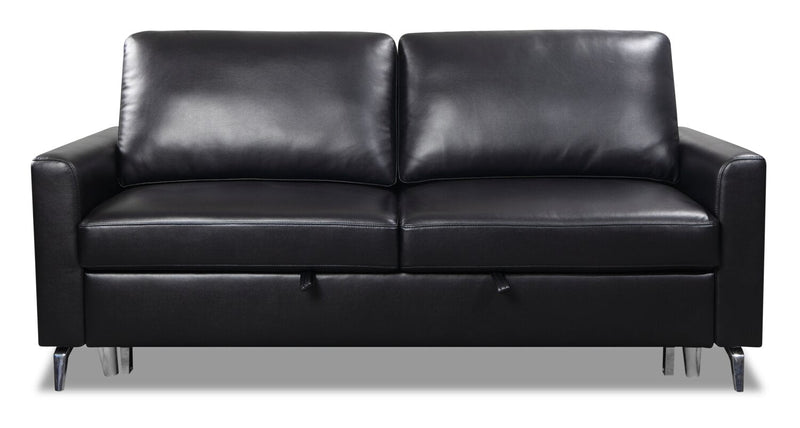 Linwood Leather-Look Fabric Sleeper Sofa - Black