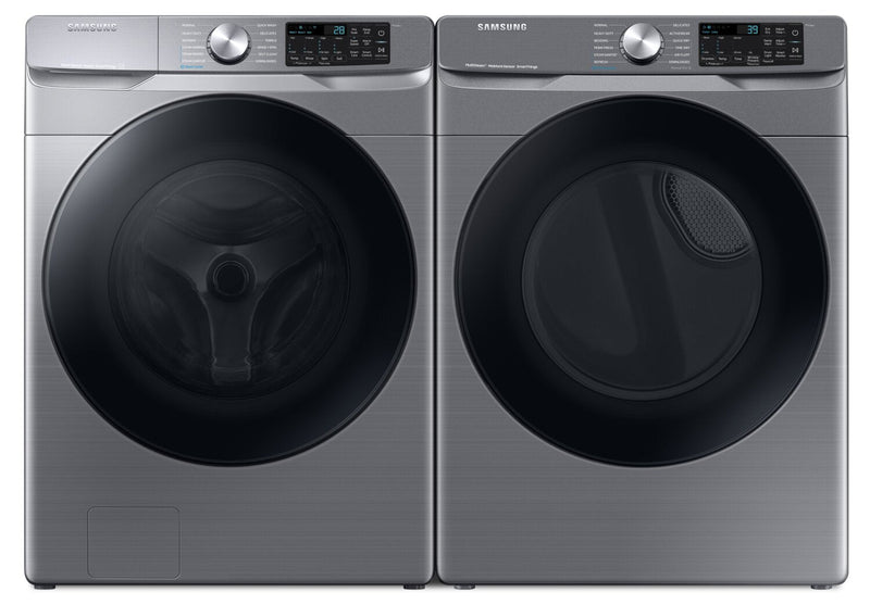 Samsung 5.2 Cu. Ft. Front-Load Washer and 7.5 Cu. Ft. Gas Dryer - Platinum - WF45B6300AP/US /DVG45B6305P/AC