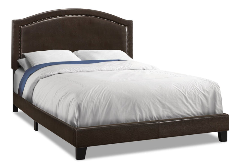 Diamant Leather-Look Fabric Queen Bed - Brown