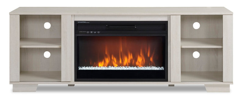Antoni 62” TV Stand with Crystal Ember Firebox - White