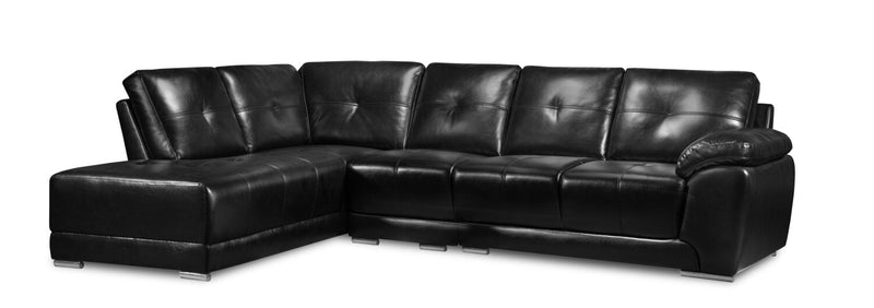 Ramsey 3-Piece Leather-Look Fabric Left-Facing Sectional - Black