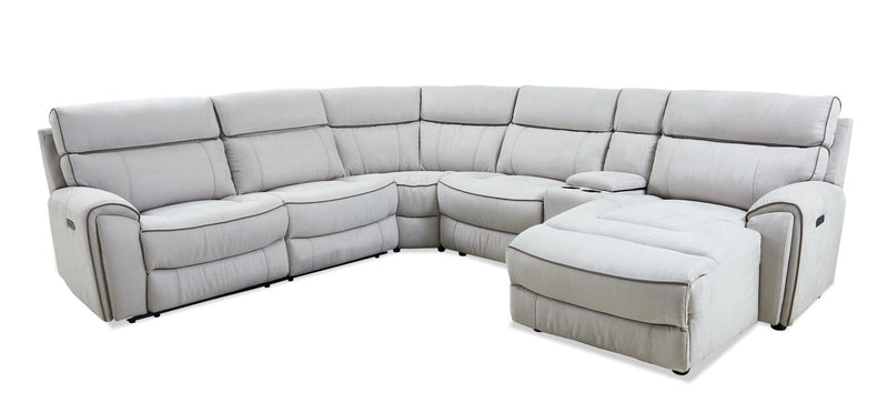 Sunview 6-Piece Faux Suede Right-Facing Power Reclining Sectional - Grey