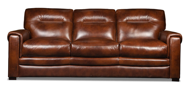 Adoro Genuine Leather Sofa - Cognac - Modern style Sofa in Cognac Plywood, Solid Woods